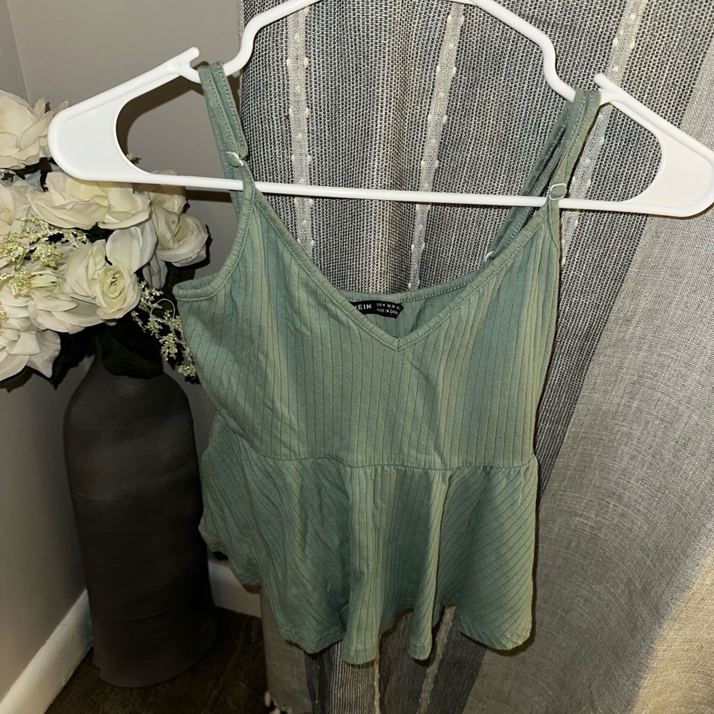 Green Ribbed Women's Top